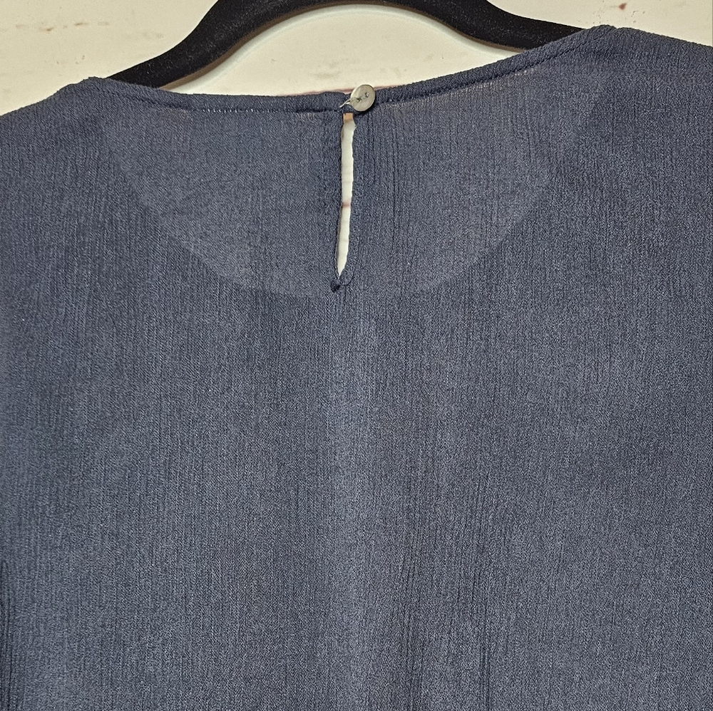 J. Jill Embroidered Navy Blue Sleeveless Top - Picture 4 of 10